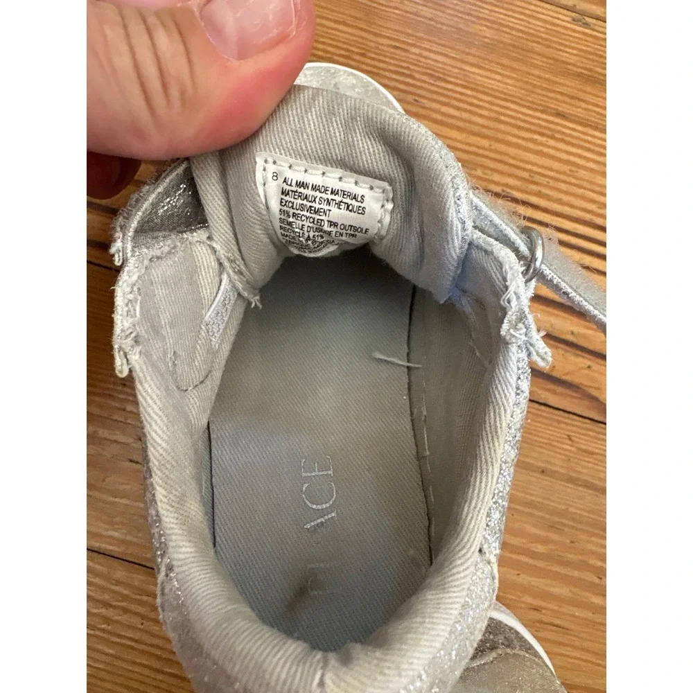 The Children's Place Sneakers Kids Silver‎ Glitter Smiley Face Beads SIZE 8